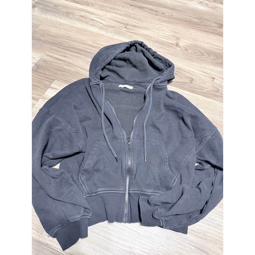 Old Navy SoComfy Kids XS Black Full Zip Hoodie Fleece Sweatshirt Classic Length